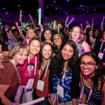 A group of attendees at a past Grace Hopper Celebration event