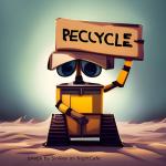 Robot holding recycle sign