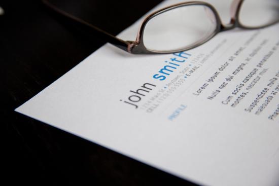 Photo of a resume lying on a table